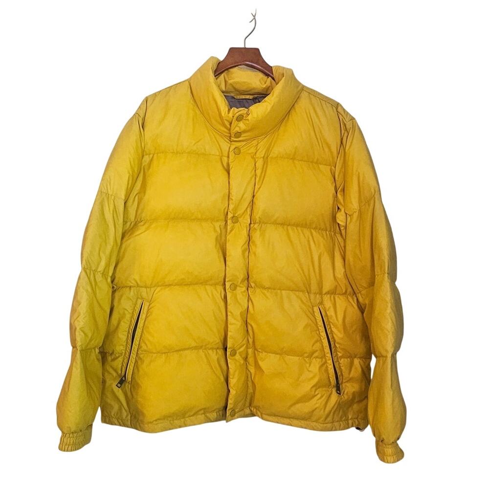 American Eagle Yellow Classic Y2K Quilted Down Puffer Coat Mens XL